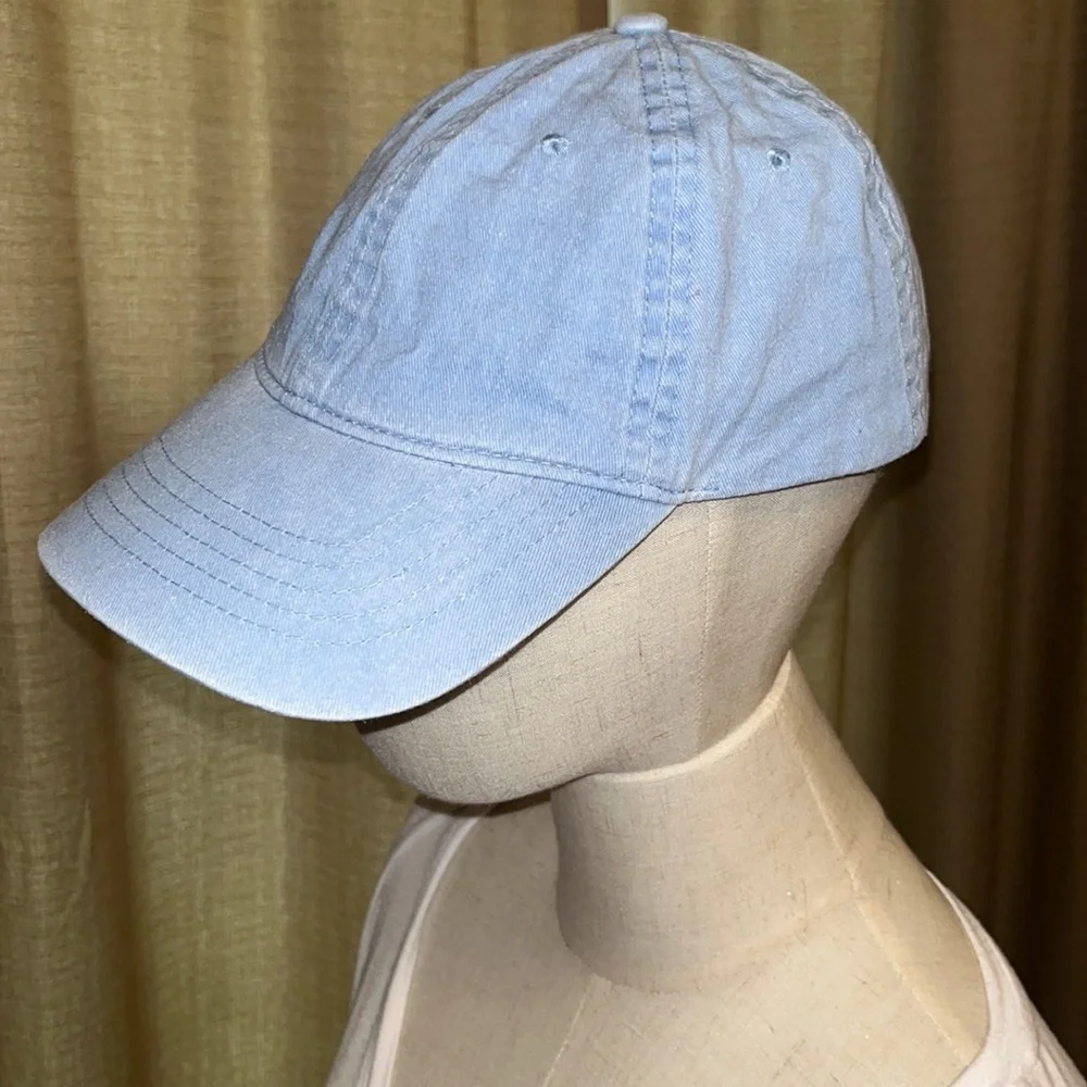 Light Washed Blue Jean Baseball Hat with Adjustable Band